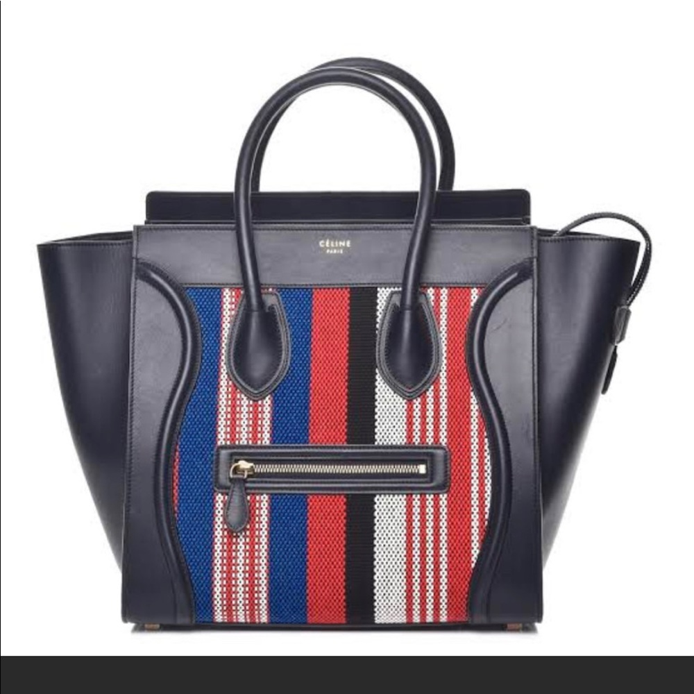 Celine Mini Luggage Tote PRISTINE navy red white